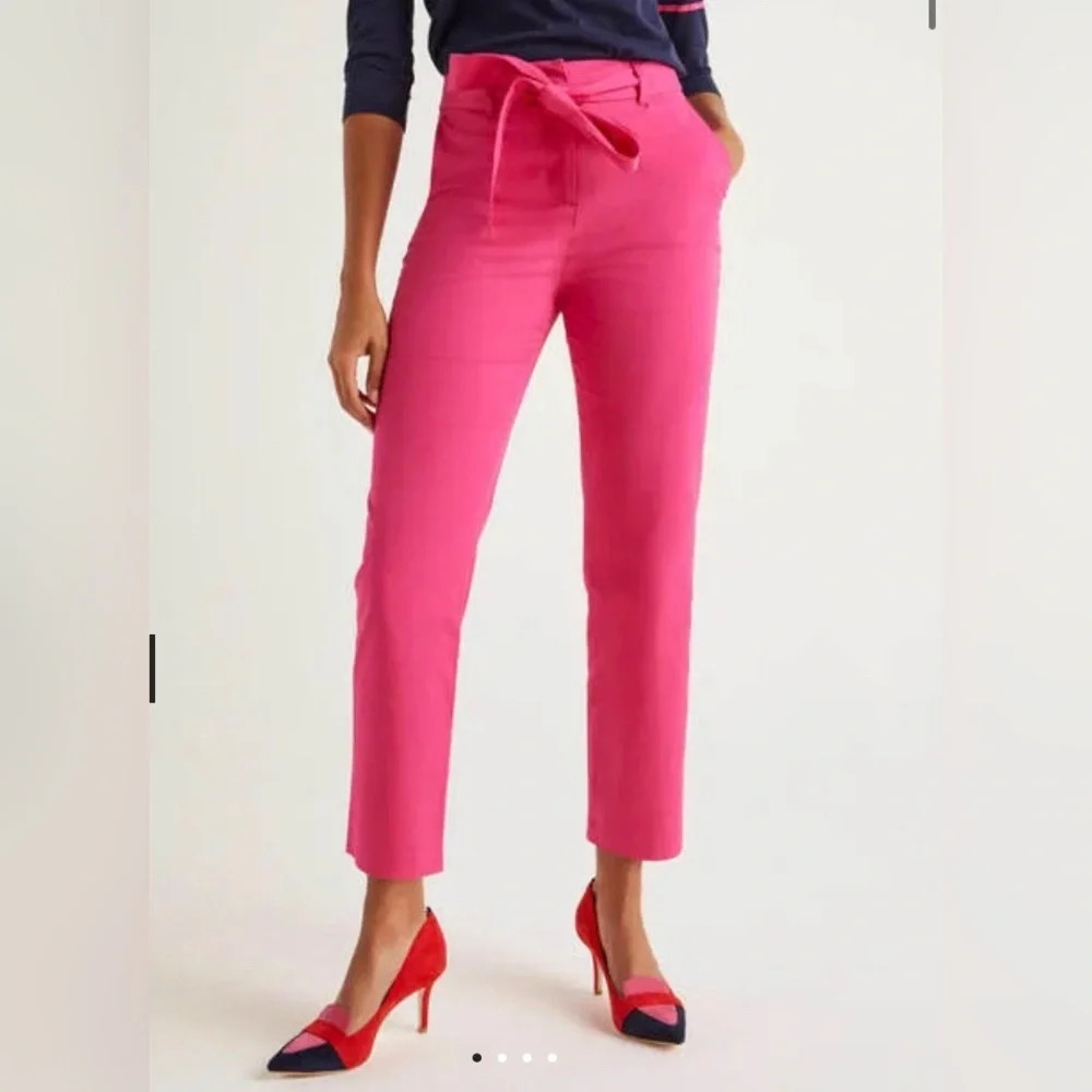 Boden Highbury Tie Waist Pants pop pansy pink size 6 straight